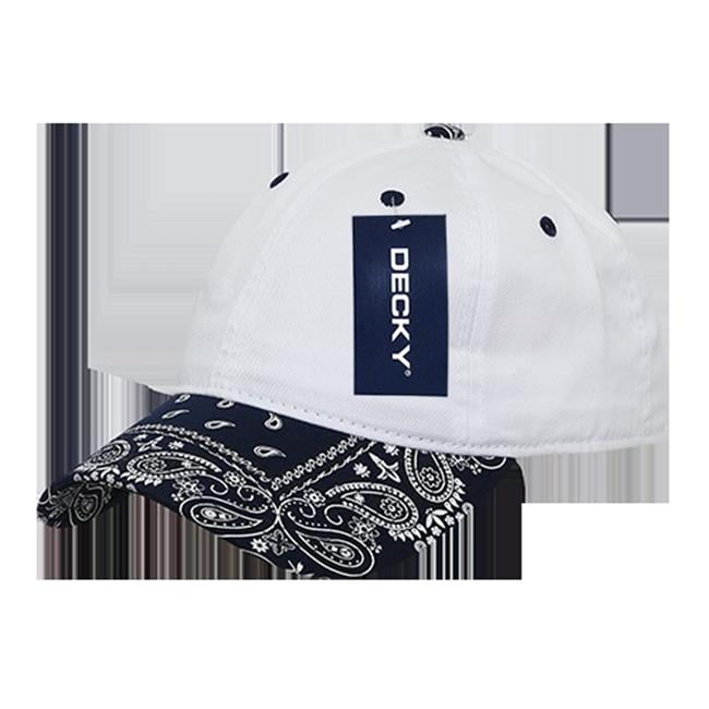 Decky Low Crown 256-WHTNVY Bandanna Polo Caps - White with Navy