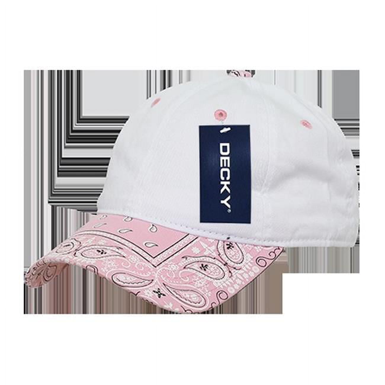 Decky Low Crown 256-WHTPNK Bandanna Polo Caps - White with Pink