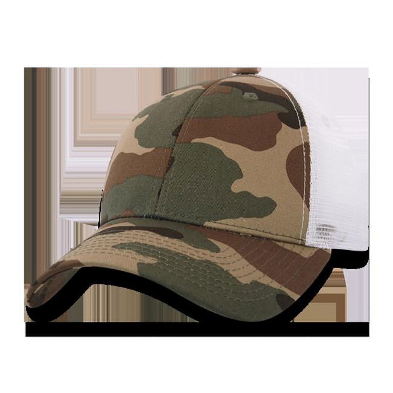 218-WDL-WHT Structured Camo Trucker Cap - Woodland & White