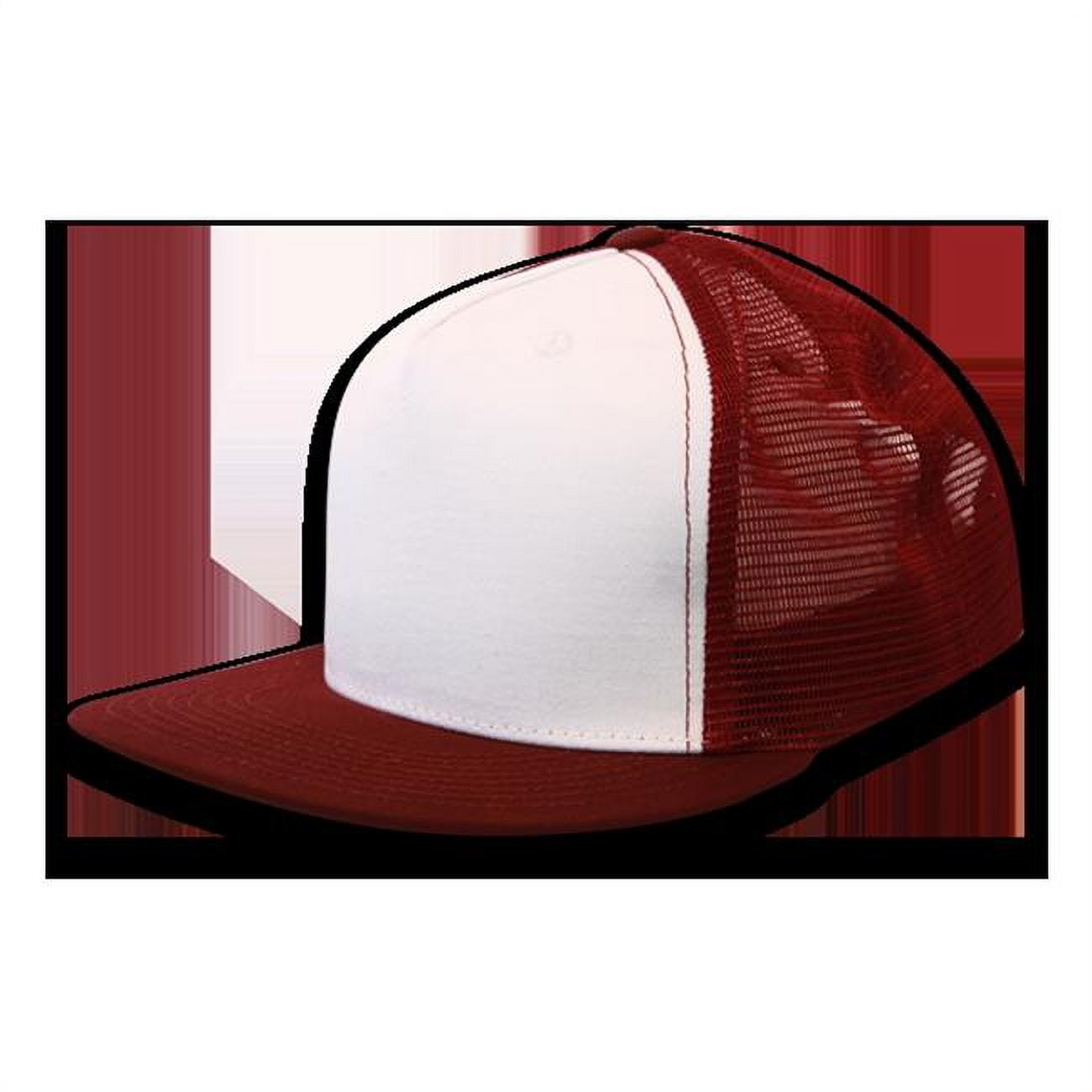 1040-WHT-CAR Classic 5 Panel Trucker Cap - White & Cardinal