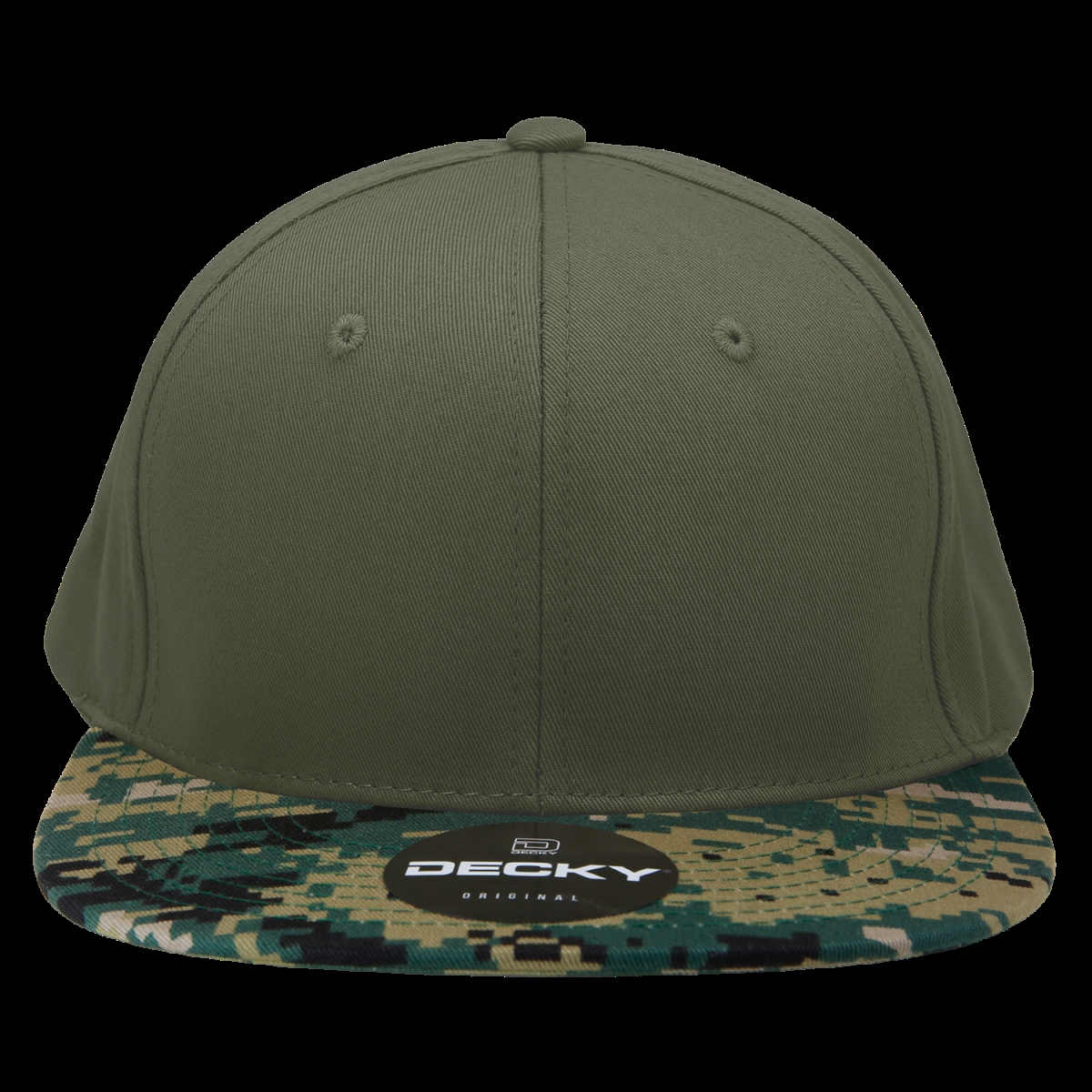 1047-MCU-OL-OL 6 Panel High Profile Structured Camo Snapback - Military Combat Uniform, Olive