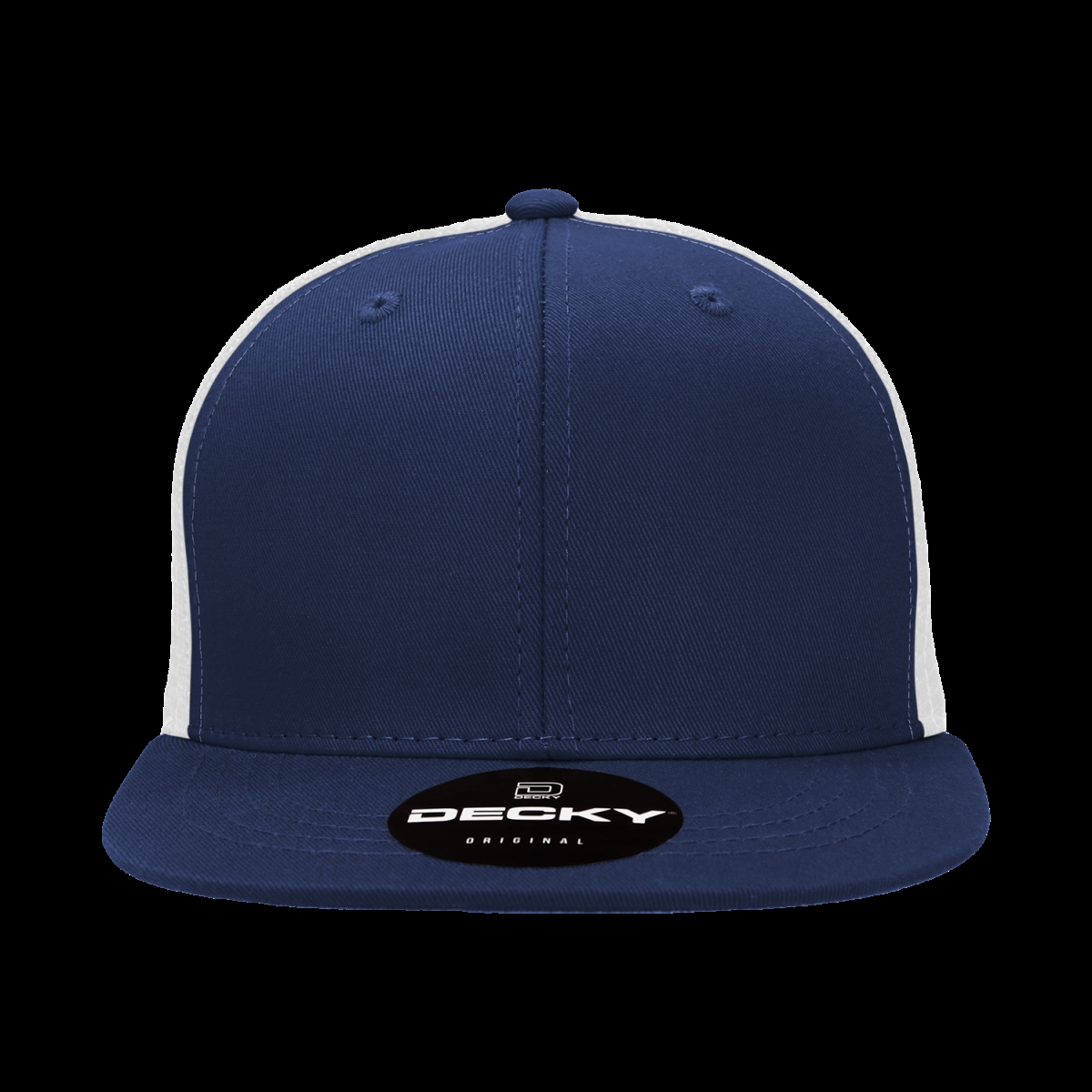 1052-NVYWHT 6 Panel High Profile Structured Acrylic - Polyester Trucker - Navy & White