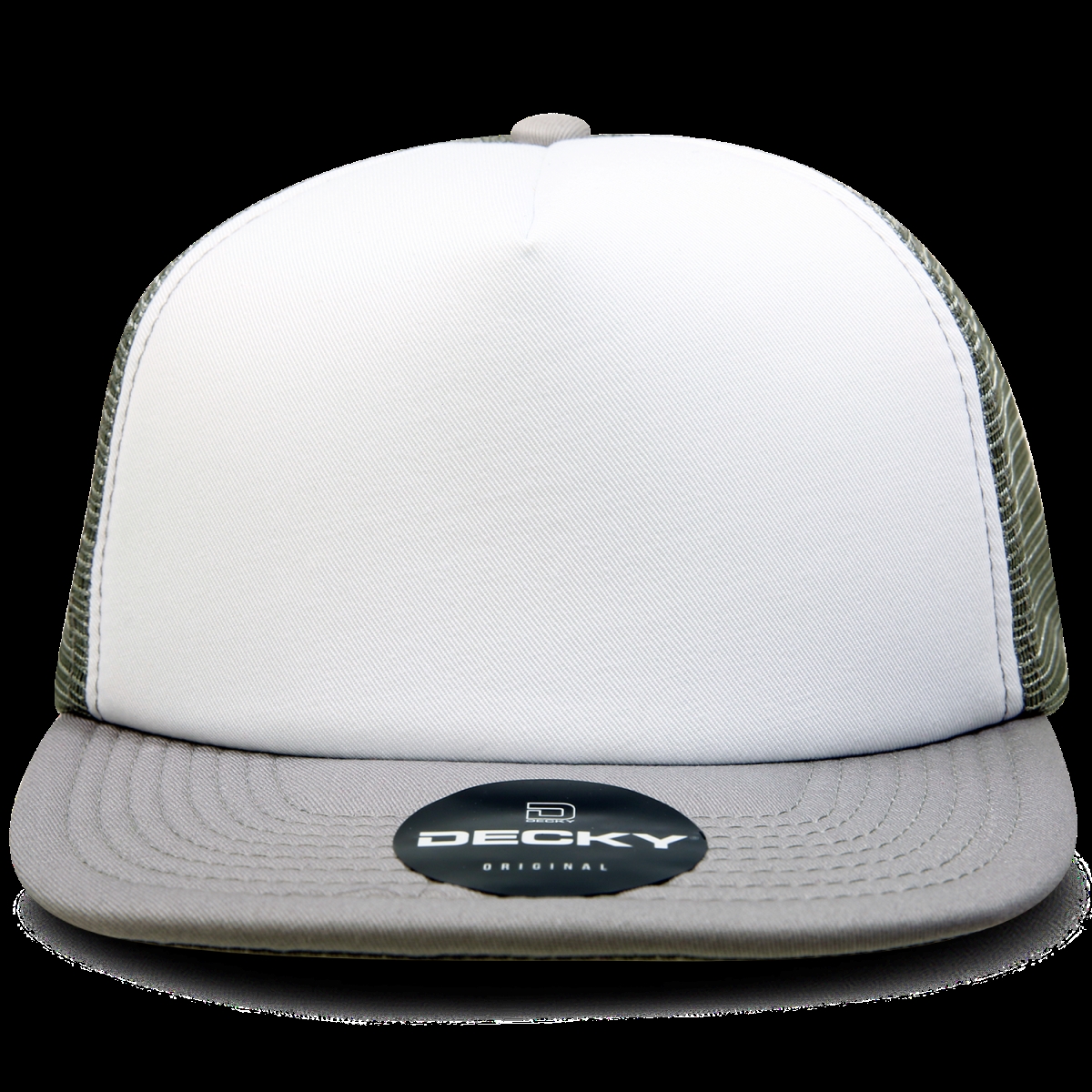 1080-WHTGRY 5 Panel High Profile Structured Foam Trucker - White & Gray
