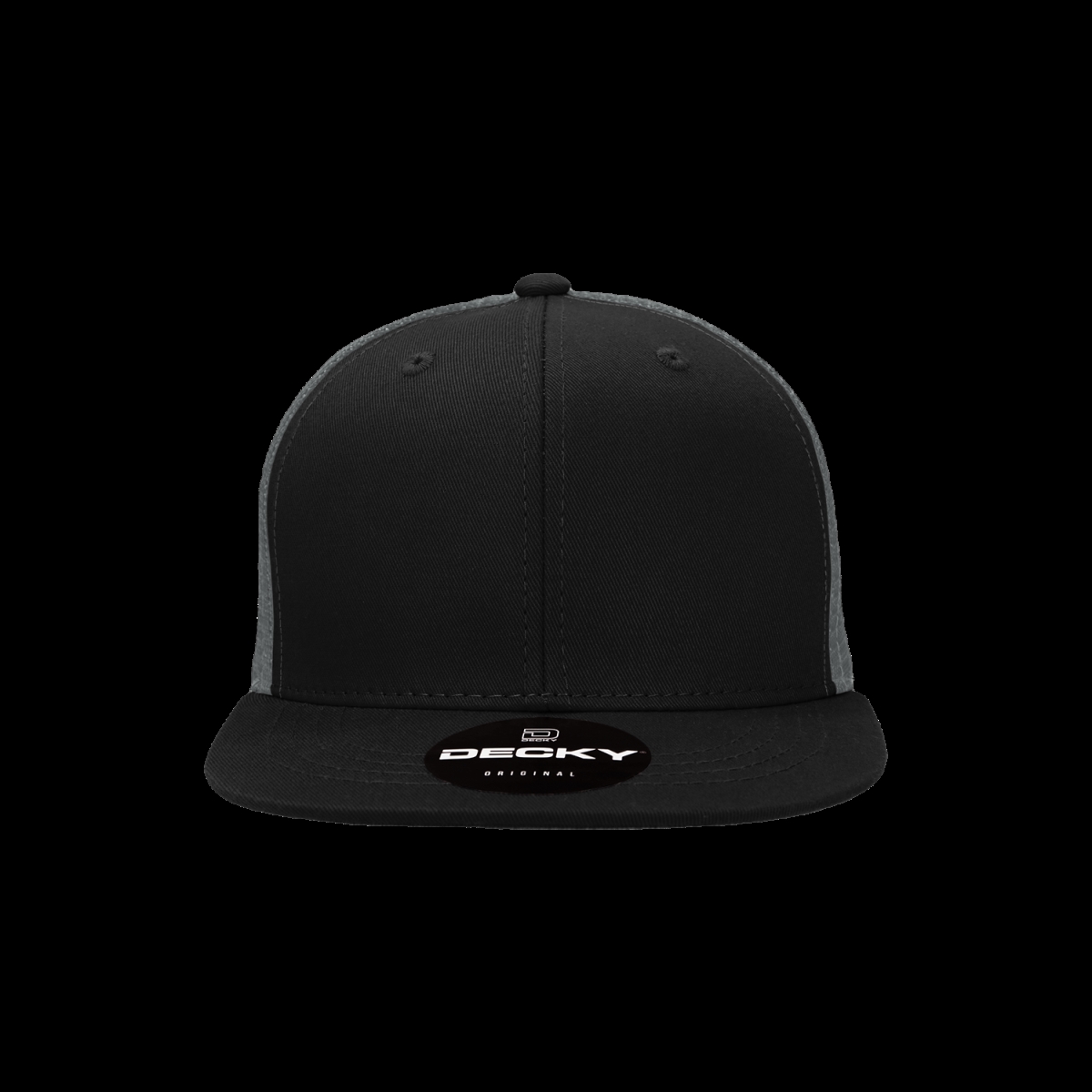 5010-BBC Youth 6 Panel High Profile Structured Cotton Trucker - Black & Charcoal