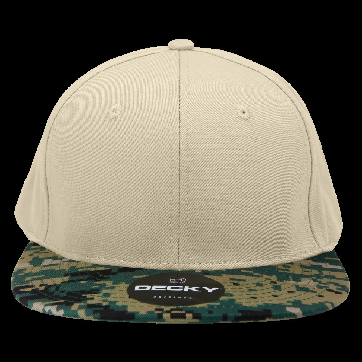 1047-MCU-KH-KH 6 Panel High Profile Structured Camo Snapback - Military Combat Uniform, Khaki
