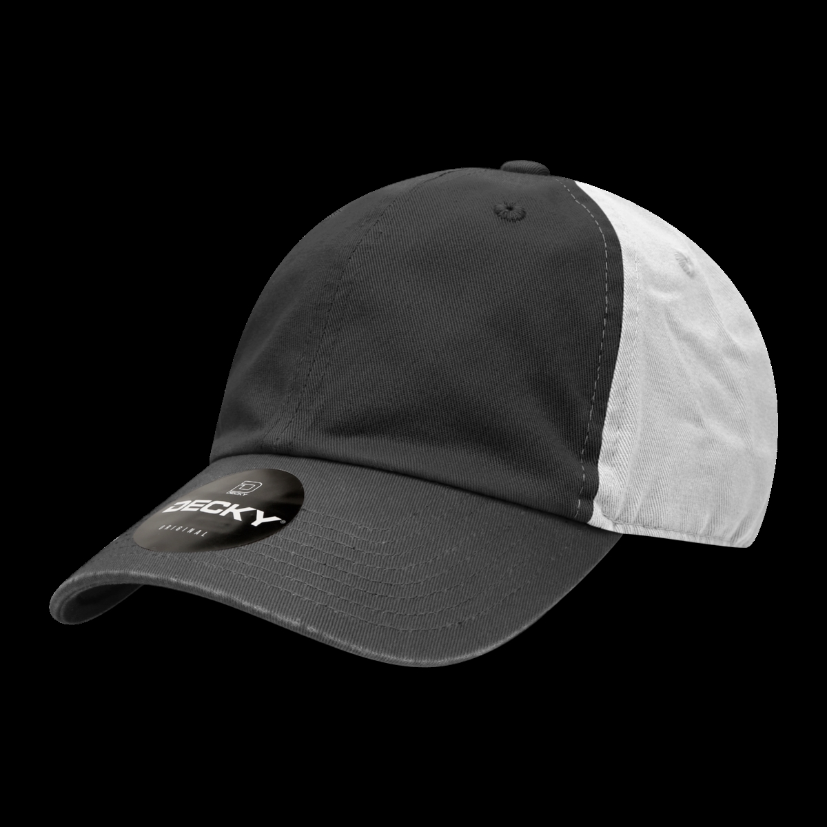 205-BBW 6 Panel Low Profile Relaxed Cotton Dad Hat - Black & White