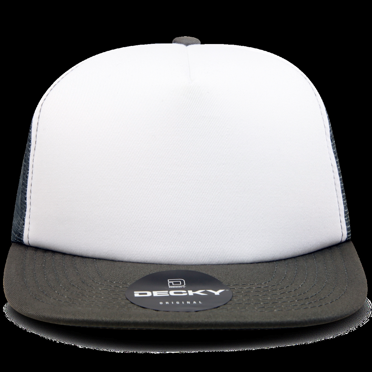 1080-WHTCHA 5 Panel High Profile Structured Foam Trucker - White & Charcoal