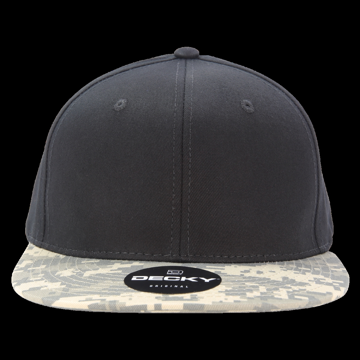 1047-ACU-BL-BL 6 Panel High Profile Structured Camo Snapback - Army Combat Uniform, Black