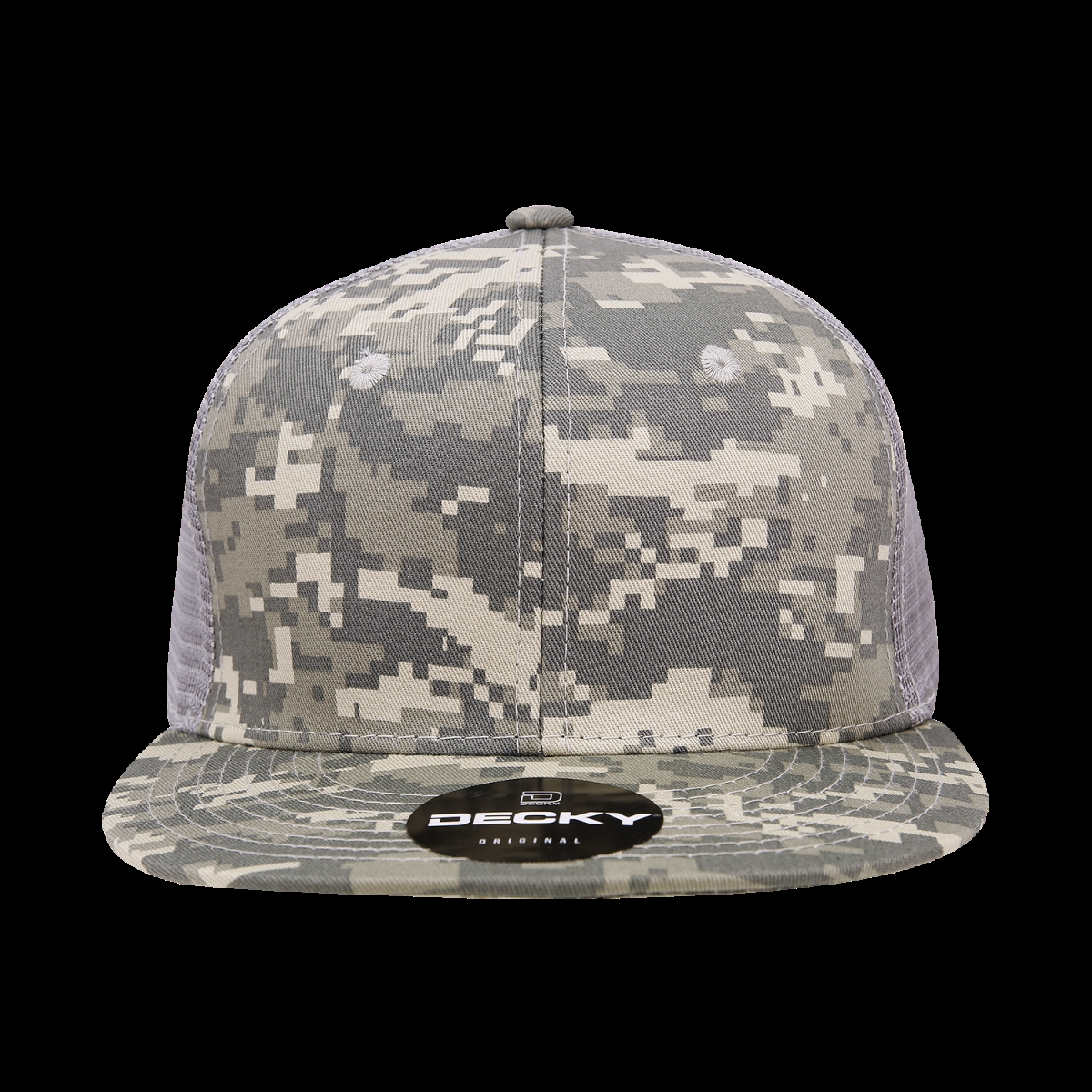 1055-AAG 6 Panel High Profile Structured Camo Trucker - Army Combat Uniform, Army Combat Uniform & Gray