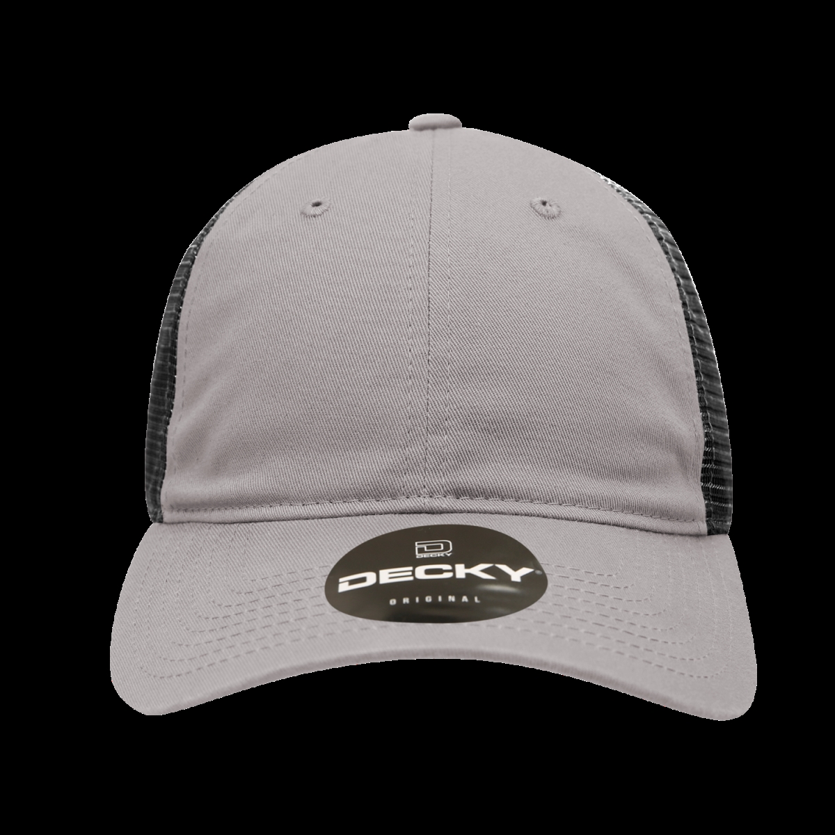 120-GRYBLK 6 Panel Low Profile Relaxed Cotton Trucker - Gray & Black