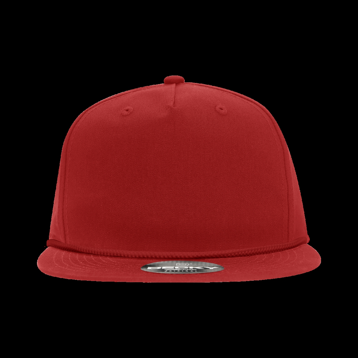 6042-1RED 5 Panel High Profile Relaxed Cotton Blend Rope Flat Hat - Red