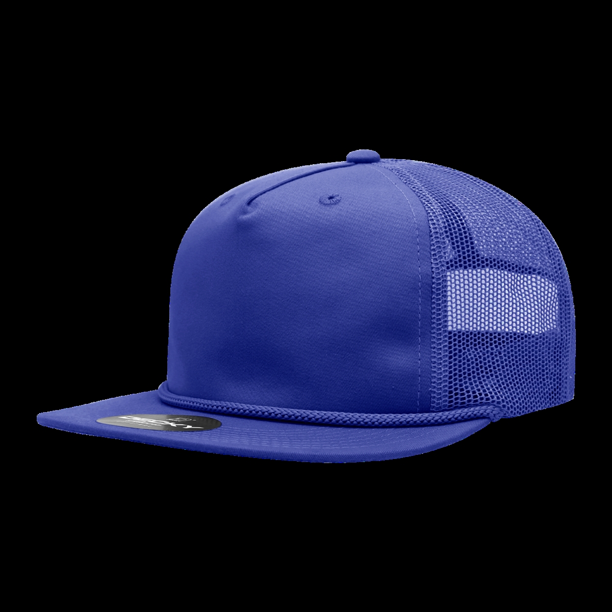 6041-1RYL 5 Panel High Profile Relaxed Cotton Blend Trucker with Rope - Royal