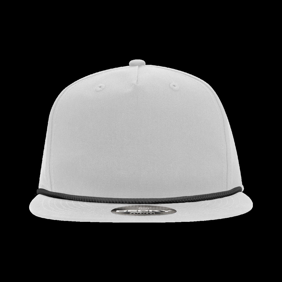 6042-7WHTBLK 5 Panel Plastic Snapback High Profile Relaxed Cotton Blend Rope Hat - Black
