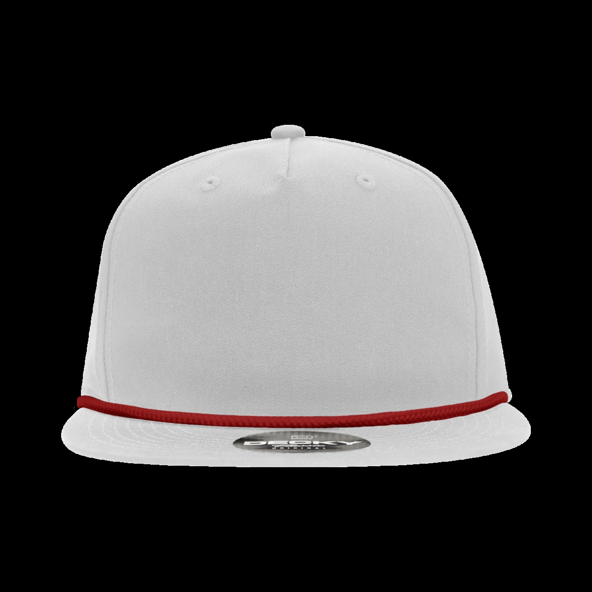 6042-7WHTRED 5 Panel Plastic Snapback High Profile Relaxed Cotton Blend Rope Hat - Red