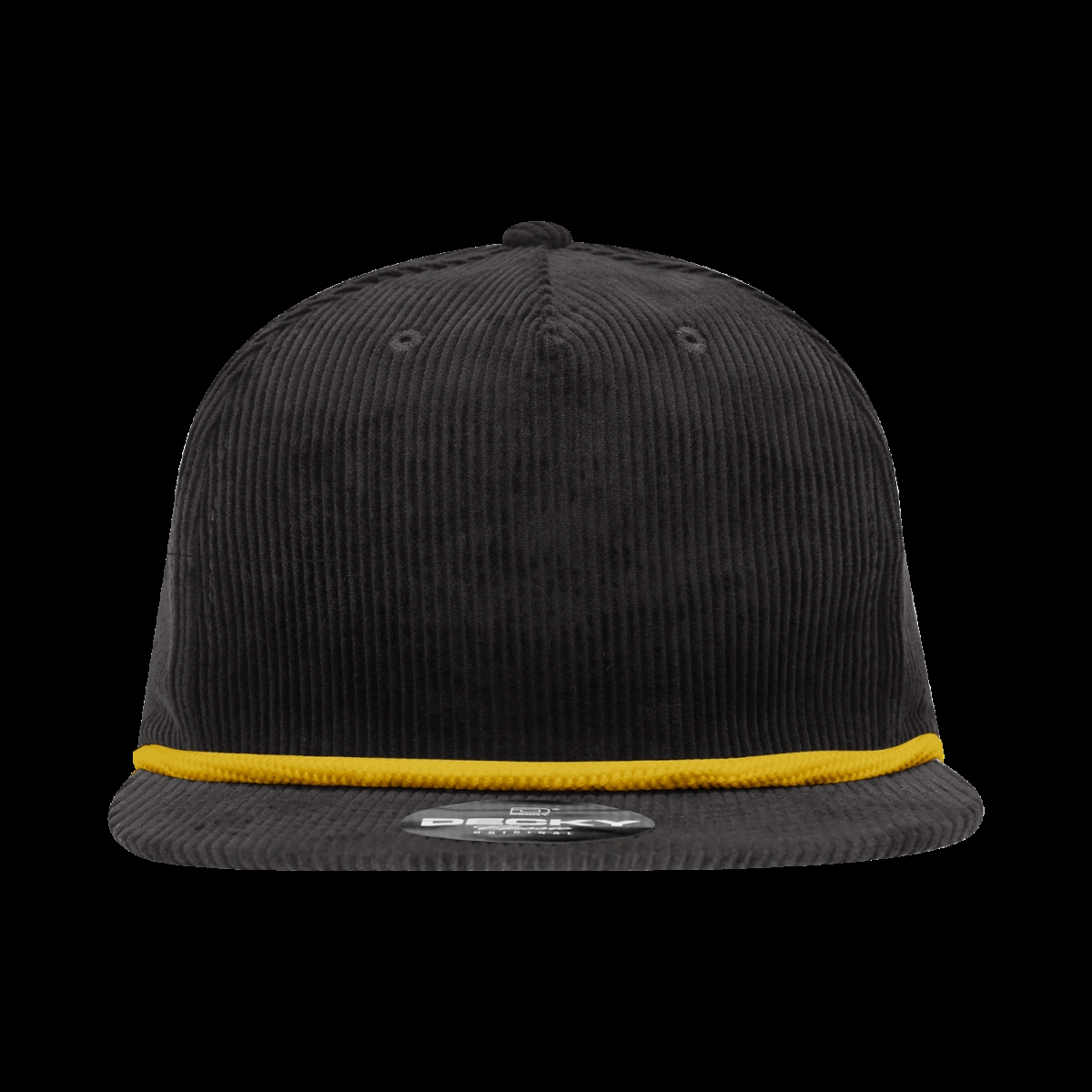 6043-7BLKGLD 5 Panel High Profile Relaxed Corduroy Rope Hat - Black & Gold