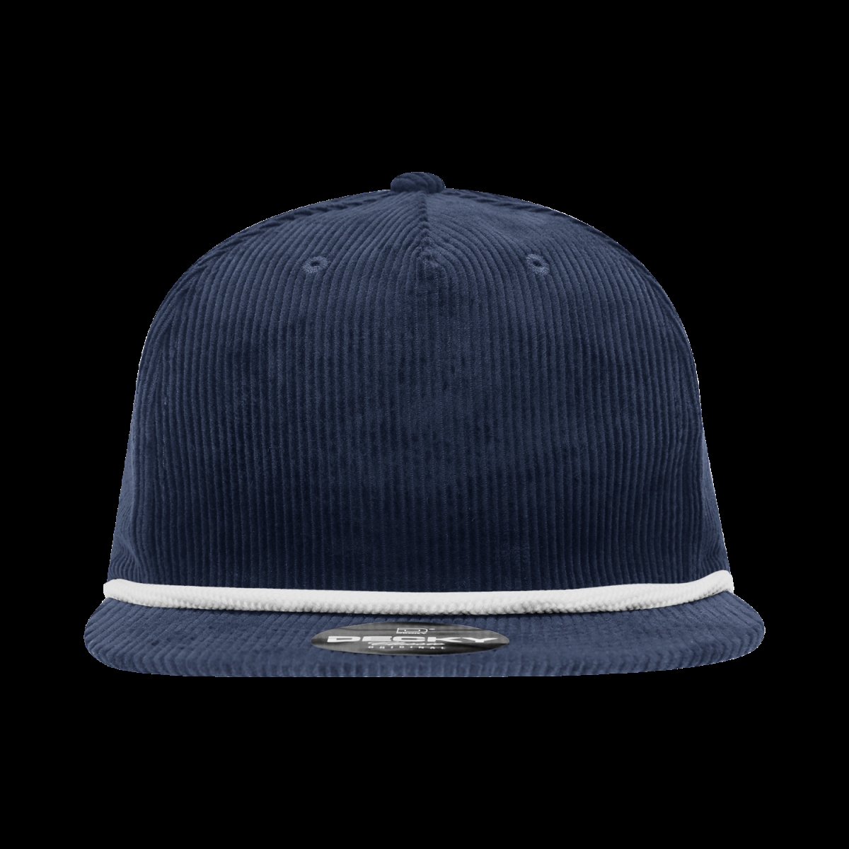 6043-7NVYWHT 5 Panel High Profile Relaxed Corduroy Rope Hat - Navy & White