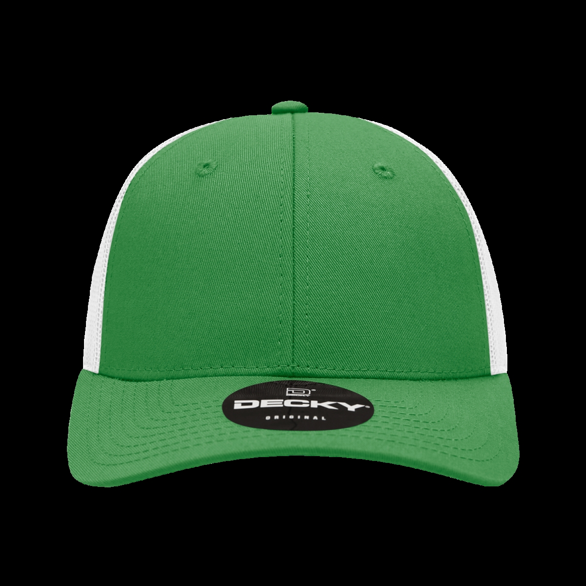 214-KELWHT 6 Panel Low Profile Structured Cotton Trucker - Kelly Green & White