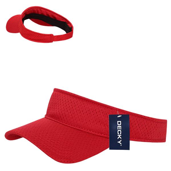 3014-RED 3 Panel Mesh Jersey Curved Visor - Red