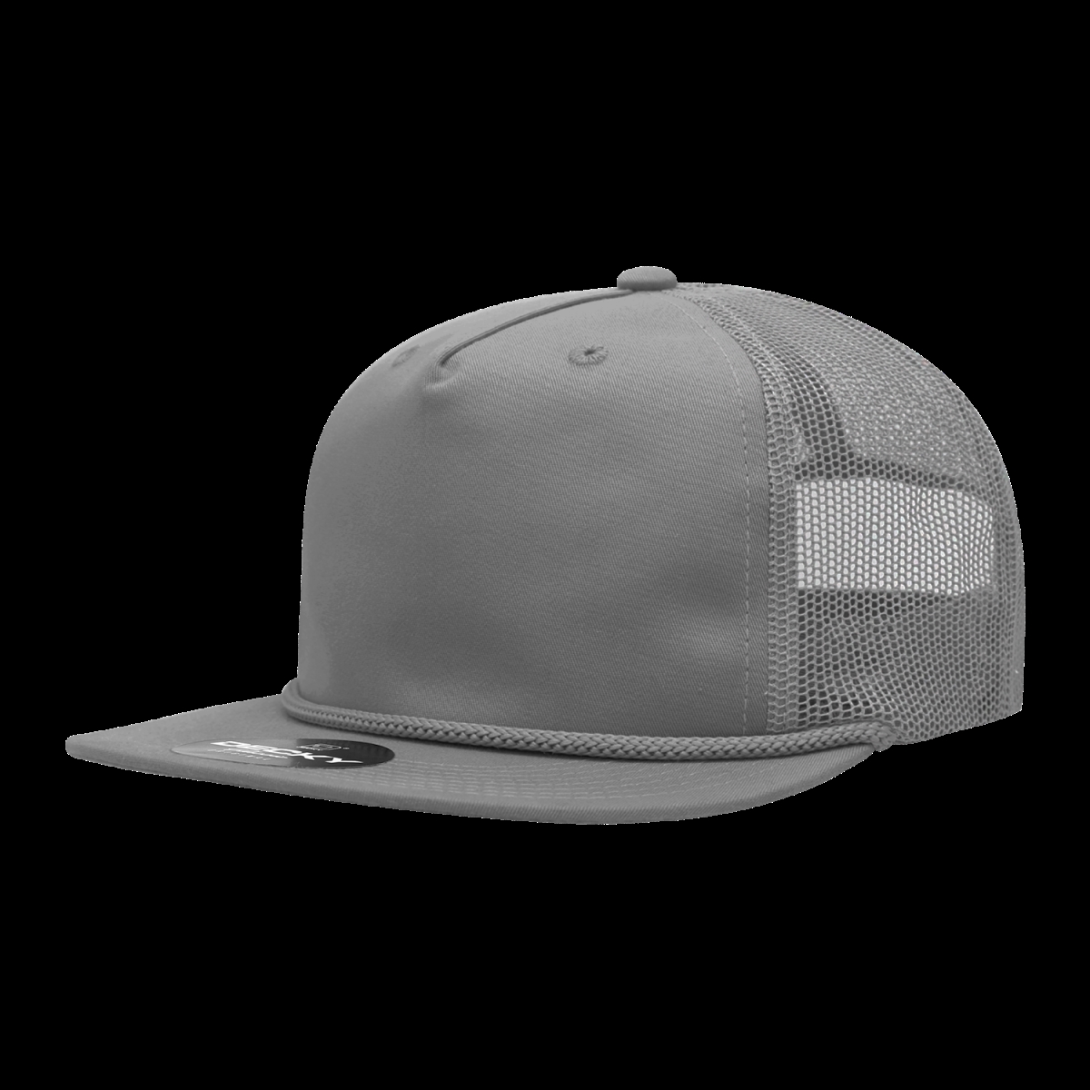 High Profile Cotton Blend Trucker Cap - Gray - One Size - Retro Style