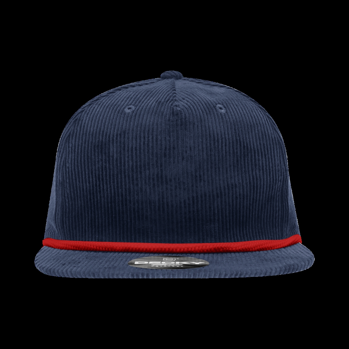 6043-7NVYRED 5 Panel High Profile Relaxed Corduroy Rope Hat - Navy & Red