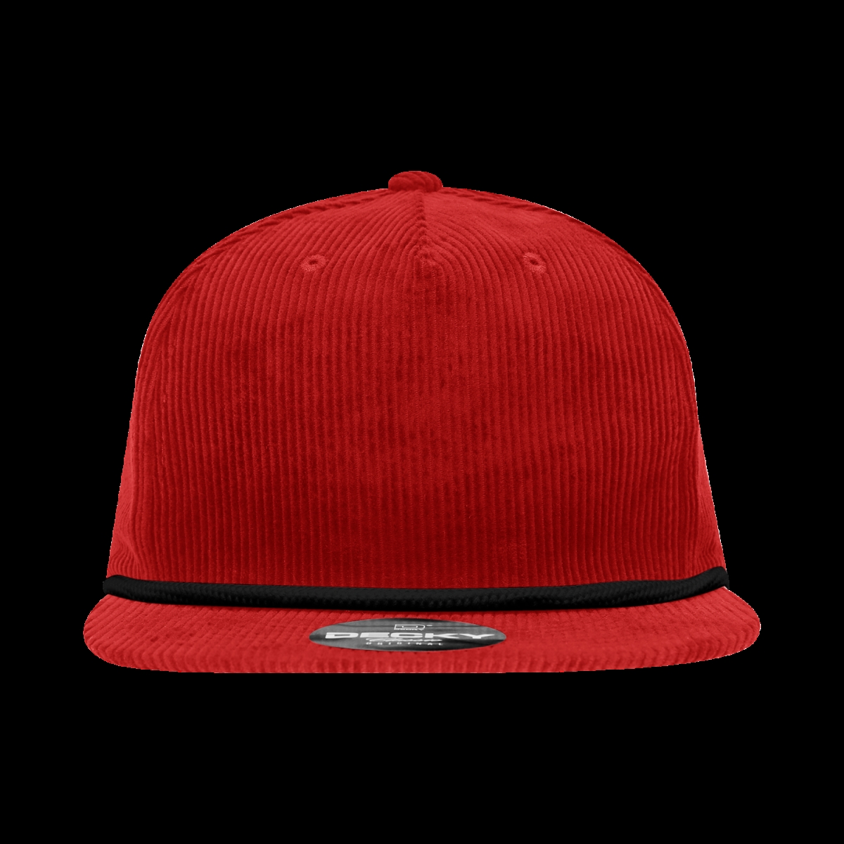 6043-7REDBLK 5 Panel High Profile Relaxed Corduroy Rope Hat - Red & Black