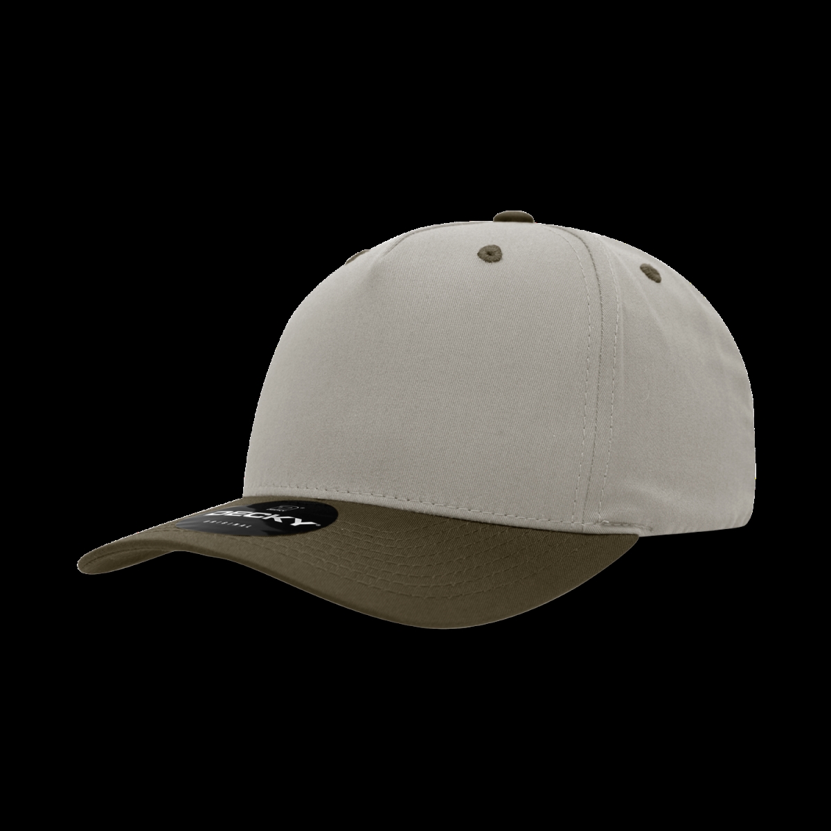 6024-2STNBRN 5 Panel Mid Profile Structured Cotton Blend Cap, Stone & Brown