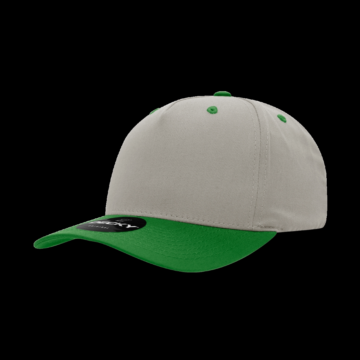 6024-2STNKEL 5 Panel Mid Profile Structured Cotton Blend Cap, Stone & Kelly