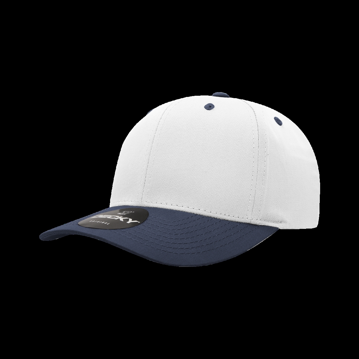 6022-2WHTNVY 6 Panel Mid Profile Structured Cotton Blend Cap - White & Navy