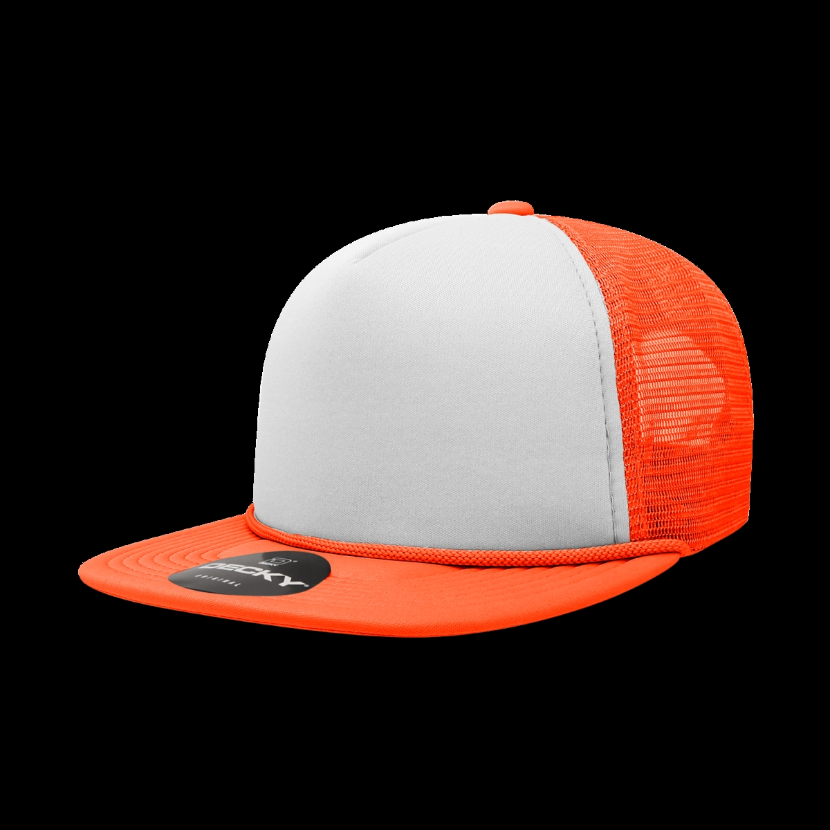 224-ORN 5 Panel High Profile Structured Two Tone Foam Trucker - Orange