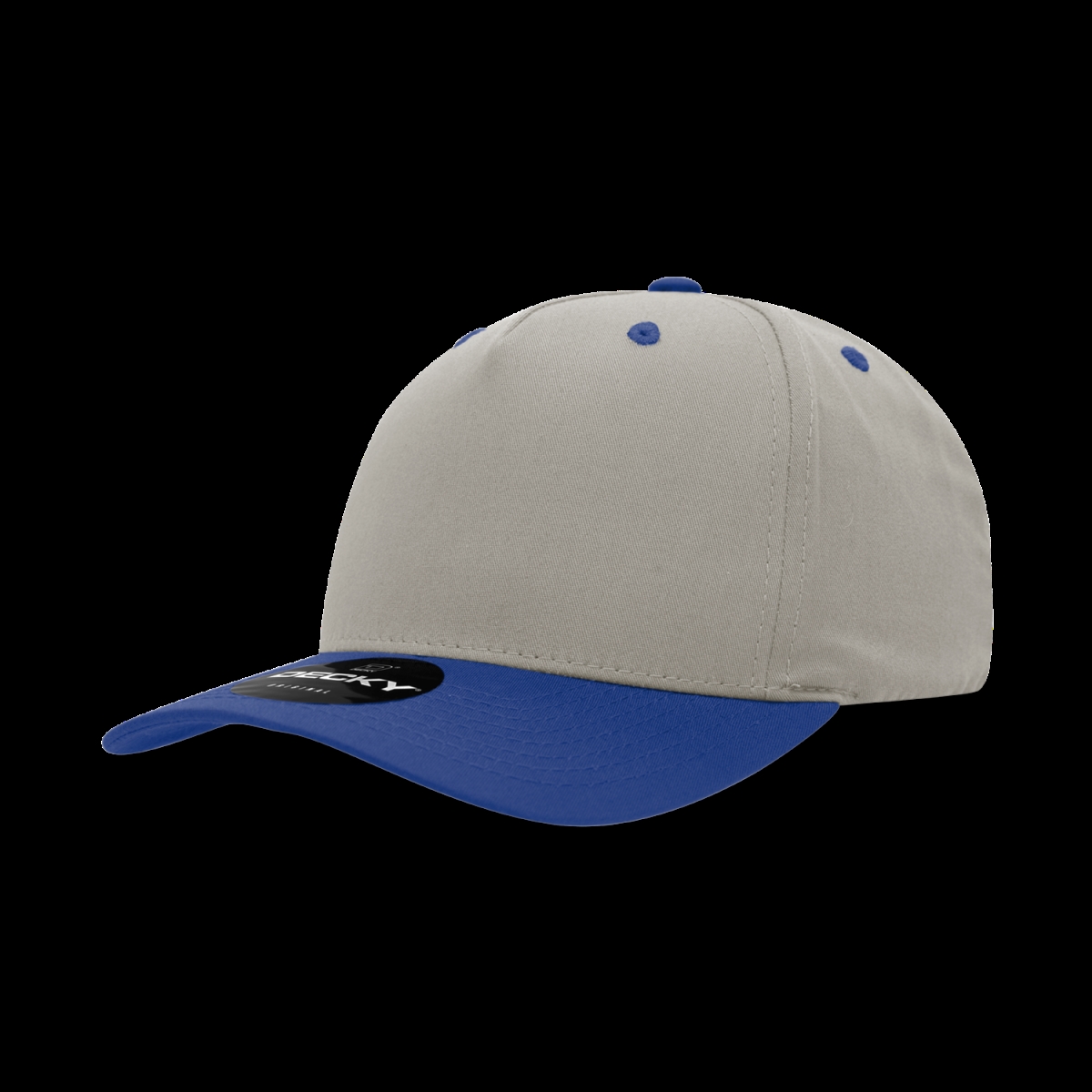 6024-2STNRYL 5 Panel Mid Profile Structured Cotton Blend Cap, Stone & Royal