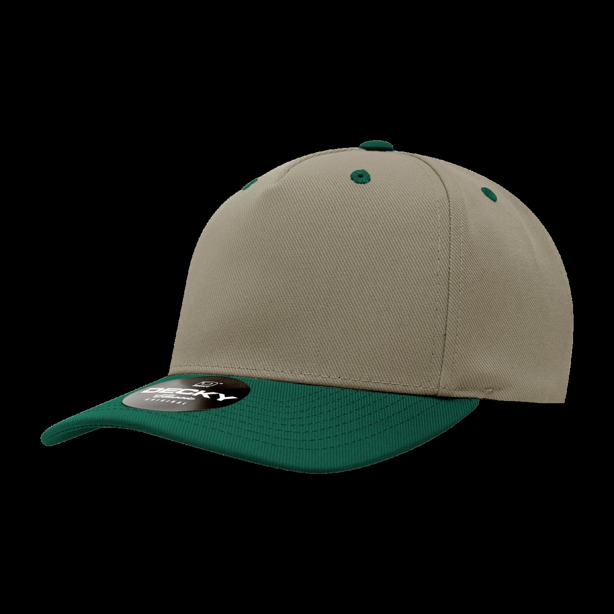 6038-2KHAFOR 5 Panel Mid Profile Structured Polyester Cap, Khaki & Forest