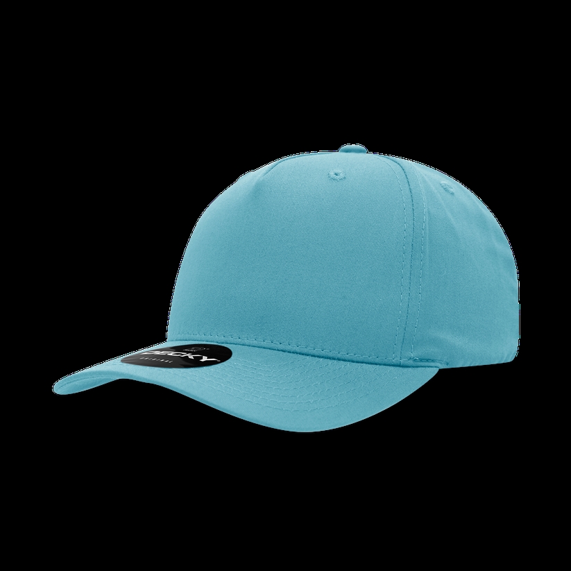 6038-2SKYBLK 5 Panel Mid Profile Structured Polyester Cap, Sky & Black