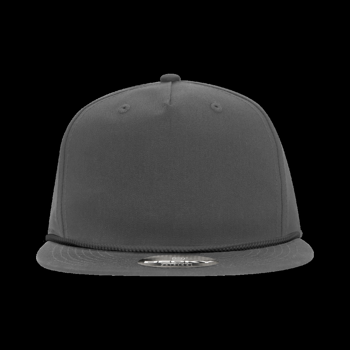 6042-7CHABLK 5 Panel High Profile Relaxed Cotton Blend Rope Hat - Black