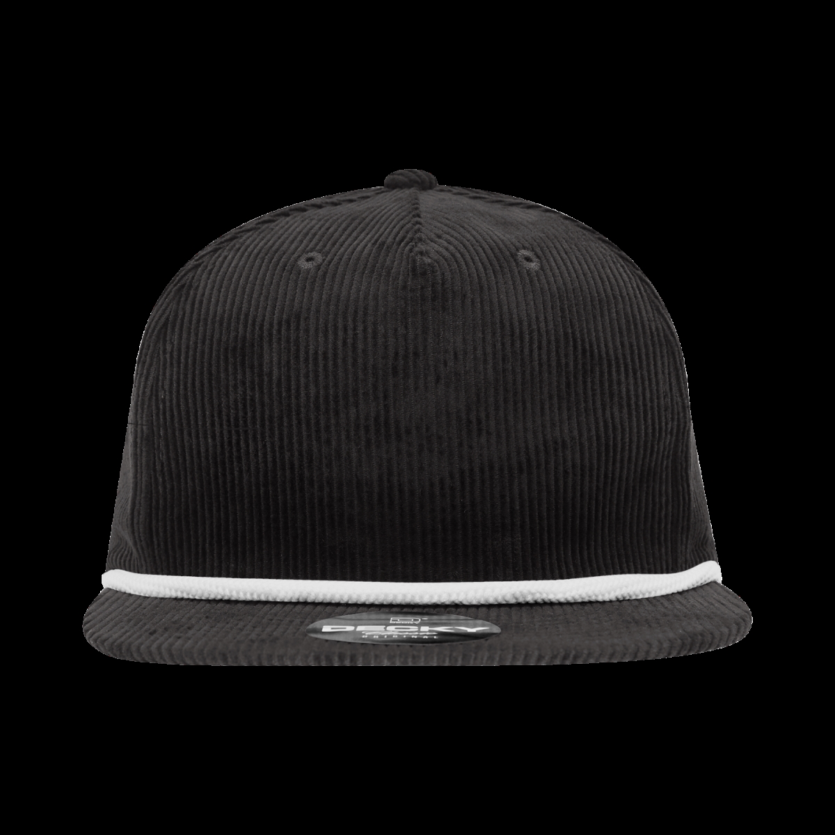 6043-7BLKWHT 5 Panel High Profile Relaxed Corduroy Rope Hat - Black & White