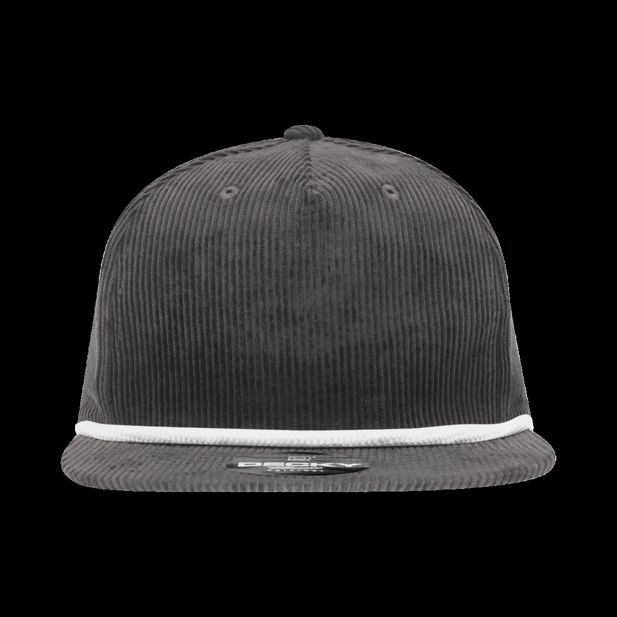 6043-7CHAWHT 5 Panel High Profile Relaxed Corduroy Rope Hat - Charcoal & White