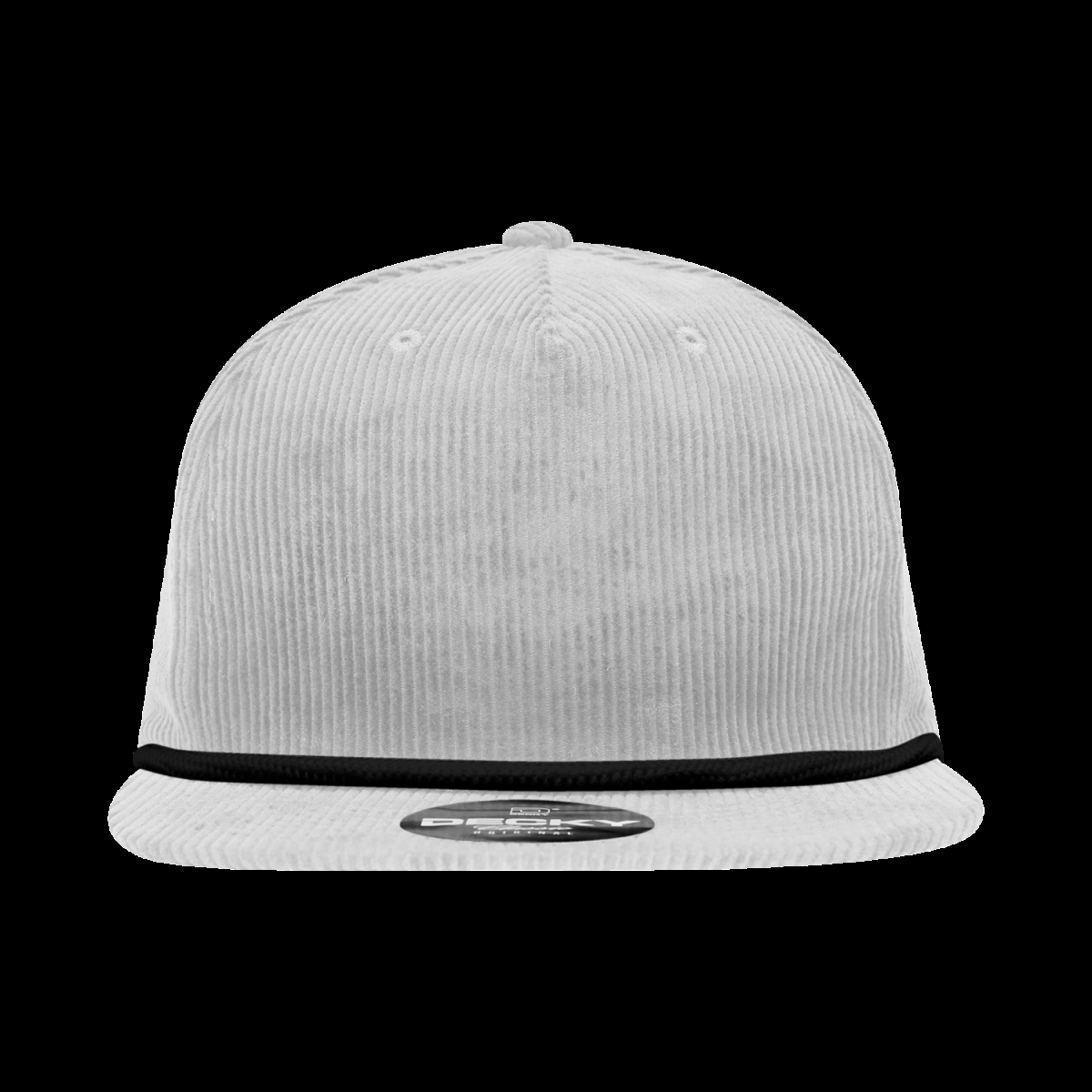 6043-7WHTBLK 5 Panel High Profile Relaxed Corduroy Rope Hat - White & Black