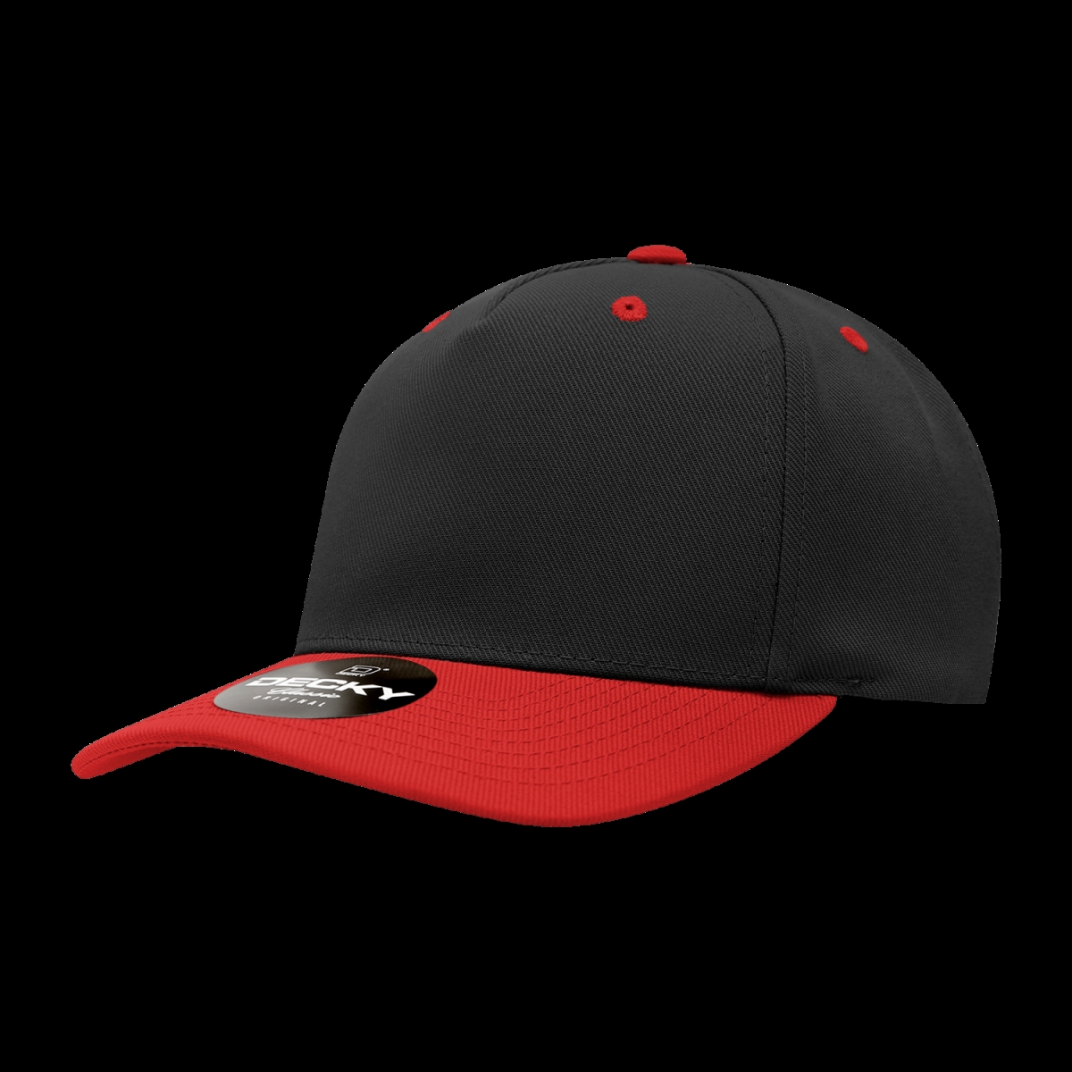 6038-2BLKRED 5 Panel Mid Profile Structured Polyester Cap, Black & Red