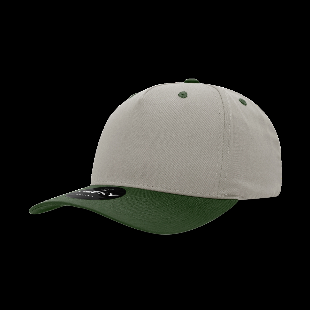 6024-2STNOLV 5 Panel Mid Profile Structured Cotton Blend Cap, Stone & Olive