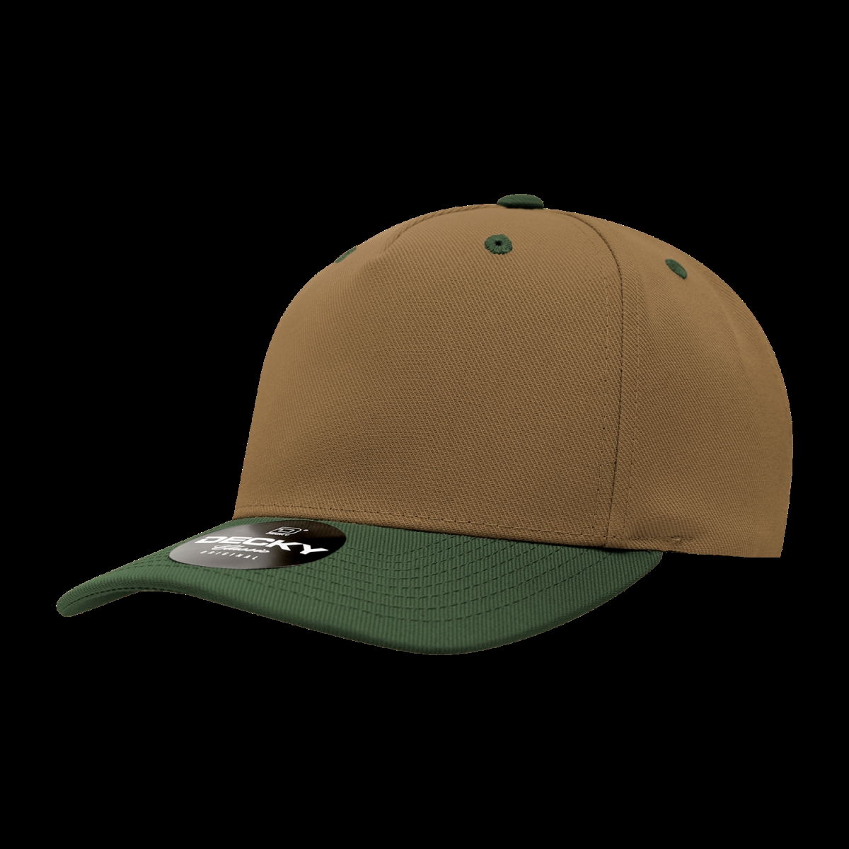6038-2COYOLV 5 Panel Mid Profile Structured Polyester Cap, Coyote & Olive