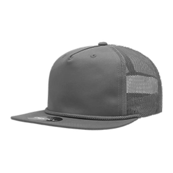 6041-7CHAWHT 5 Panel High Profile Relaxed Cotton Blend Trucker with Rope, Charcoal & White - One Size