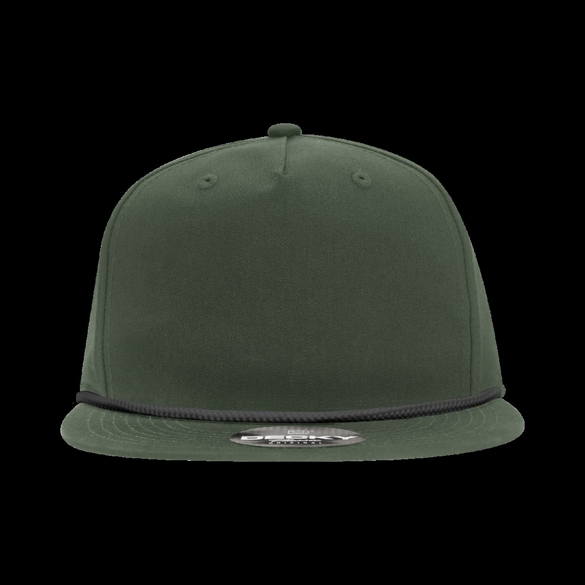 6042-7OLVBLK 5 Panel Plastic Snapback High Profile Relaxed Cotton Blend Rope Hat, Black