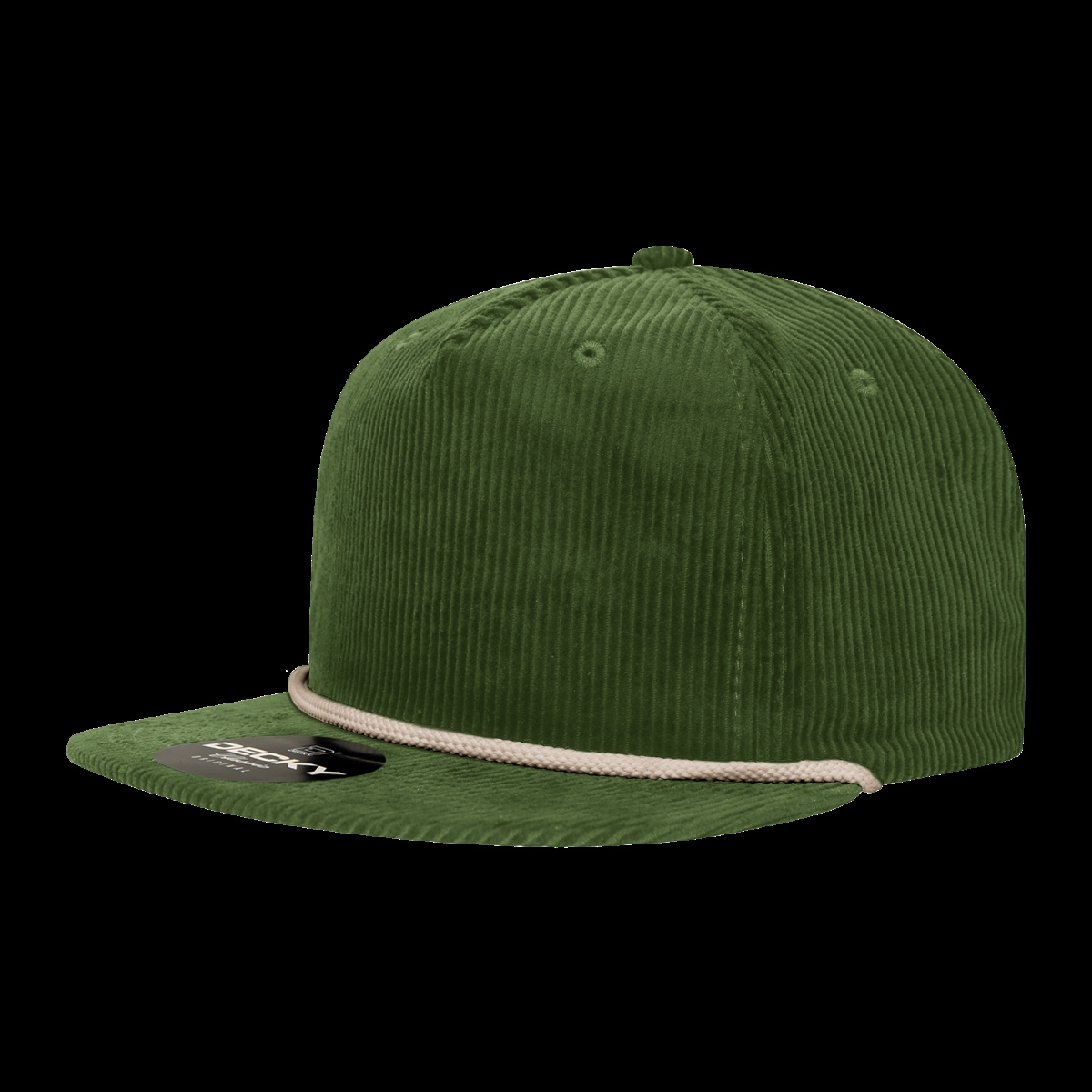 6043-7OLVIVO 5 Panel High Profile Relaxed Corduroy Rope Hat - Olive & Ivory