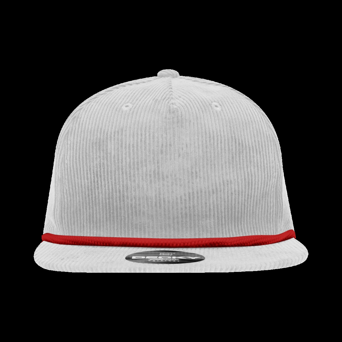 6043-7WHTRED 5 Panel High Profile Relaxed Corduroy Rope Hat - White & Red