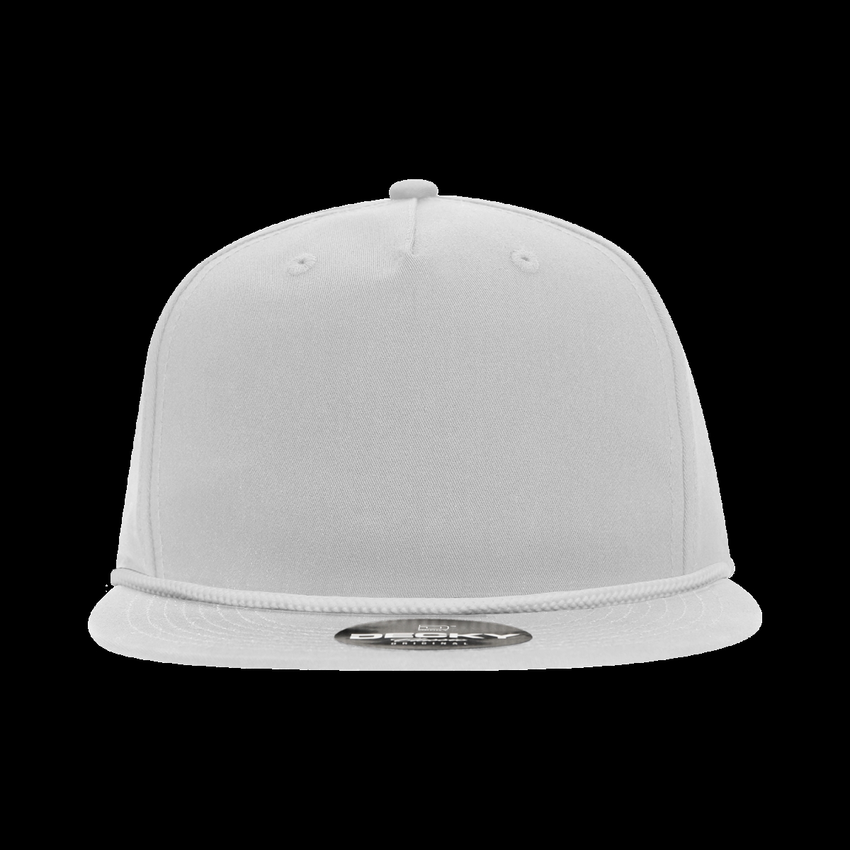 6042-1WHT 5 Panel High Profile Relaxed Cotton Blend Rope Flat Hat, White