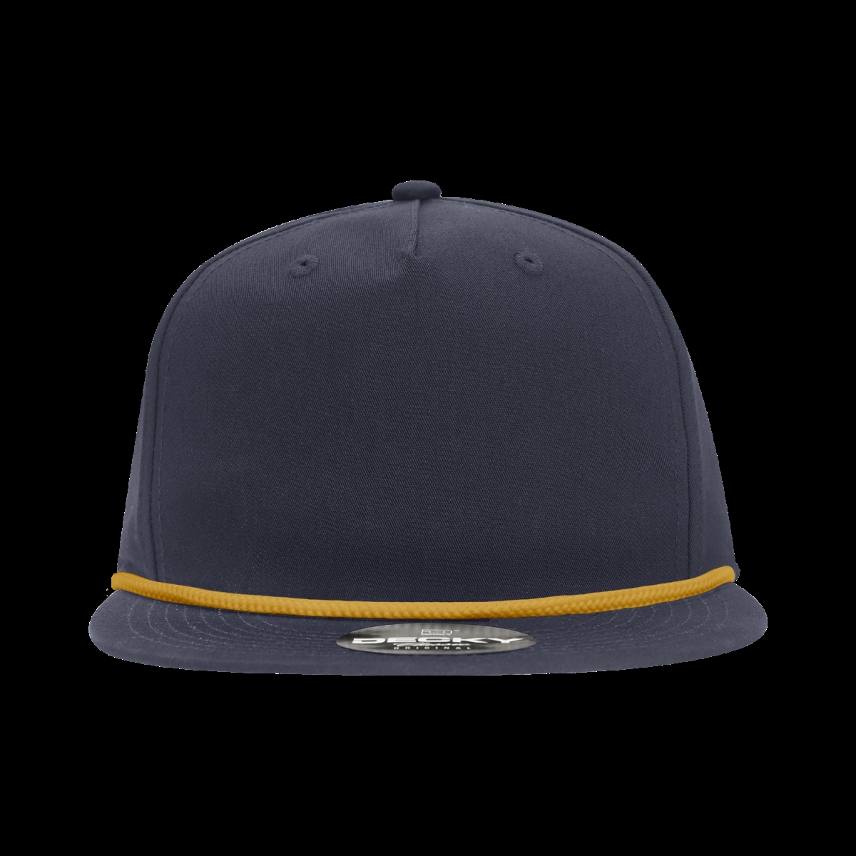 6042-7NVYGLD 5 Panel High Profile Relaxed Cotton Blend Rope Hat - Gold