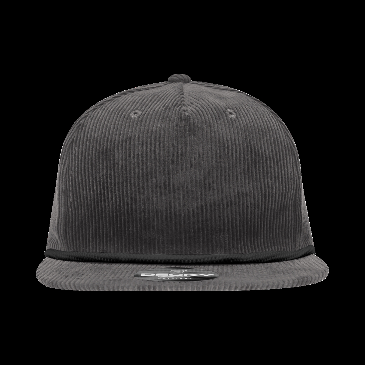 6043-7CHABLK 5 Panel High Profile Relaxed Corduroy Rope Hat - Charcoal & Black