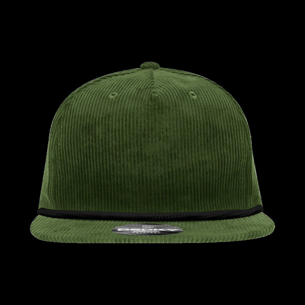 6043-7OLVBLK 5 Panel High Profile Relaxed Corduroy Rope Hat - Olive & Black
