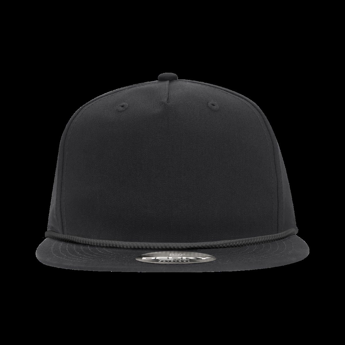 6042-1BLK 5 Panel High Profile Relaxed Cotton Blend Rope Hat, Black