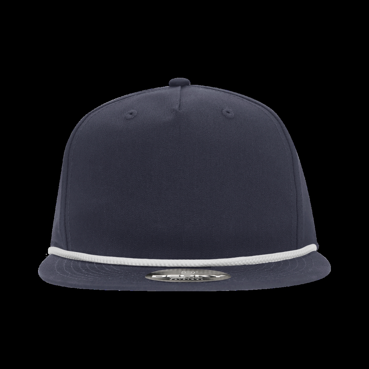 6042-7NVYWHT 5 Panel High Profile Relaxed Cotton Blend Rope Hat, White