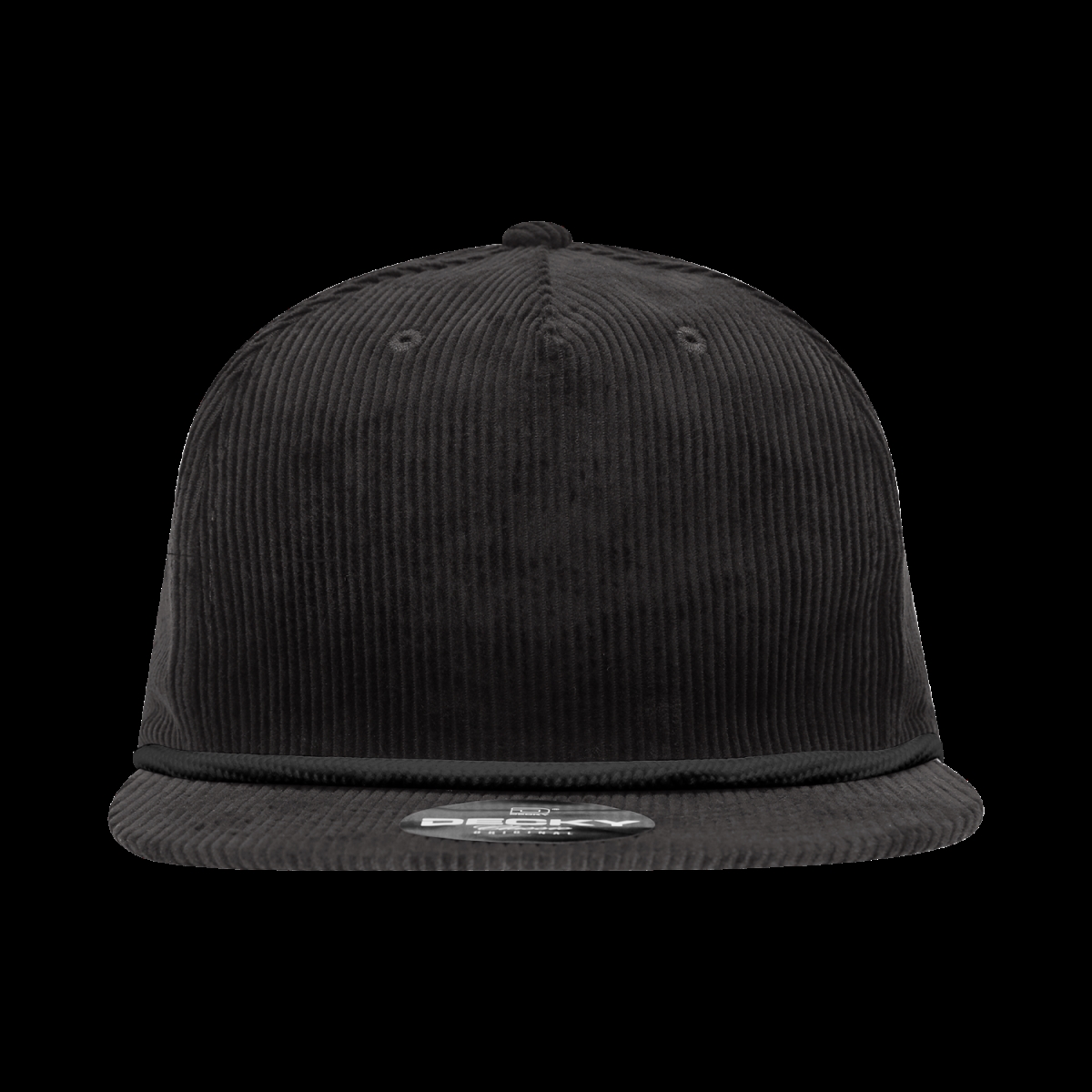 6043-1BLK 5 Panel High Profile Relaxed Corduroy Rope Hat - Black